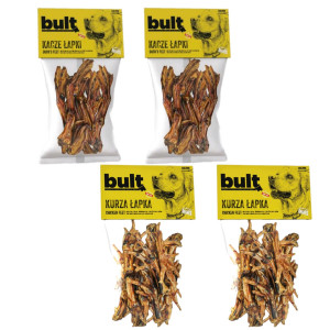 BULT Kachní a kuřecí pařáty – pochoutka pro psy – 2x100g + 2x150g