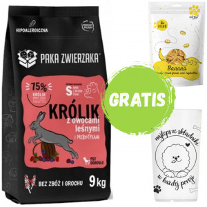 PAKA ZWIERZAKA Králík s lesními plody S - suché krmivo pro psy - 9kg + GRATIS