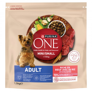 PURINA One Adult Mini/Small Rich in beef with rice - suché krmivo pro psy - 1,5kg