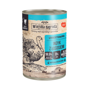 WIEJSKA ZAGRODA Turkey with salmon - mokré krmivo pro kočky - 400g