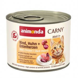 ANIMONDA Carny Adult Beef, chicken and duck hearts - mokré krmivo pro kočky - 200g