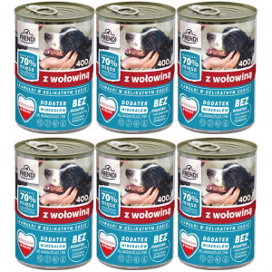 FRENDI s hovězím kousky v jemné omáčce - mokré krmivo pro psy - 6x400g