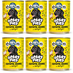 DOBRY PIES Mono Čisté jehněčí + kolagen – vlhké krmivo pro psa – 6x400g