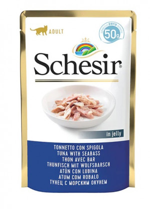 SCHESIR in jelly Tuna with seabass - mokré krmivo pro kočky - 50 g