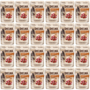 SHELMA Rich in duck in sauce - mokré krmivo pro kočky - 24x85g