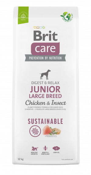 BRIT Care Dog Sustainable Junior Large Breed Chicken & Insect - suché krmivo pro psy - 12 kg