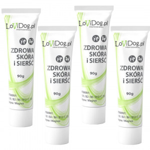 LOVIDOG Funkční pasta Zdravá kůže a srst – pamlsek pro psa – 4x90g