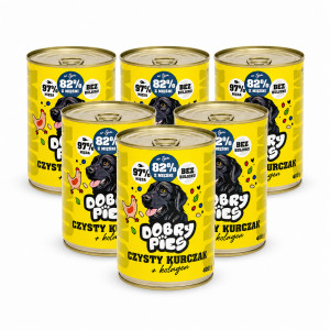 DOBRY PIES Mono Čisté kuře + kolagen – vlhké krmivo pro psa – 6x400g