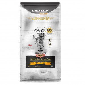 BIOFEED Euphoria Fresh Adult Medium & Large Monoprotein Turkey - suché krmivo pro psy - 12kg
