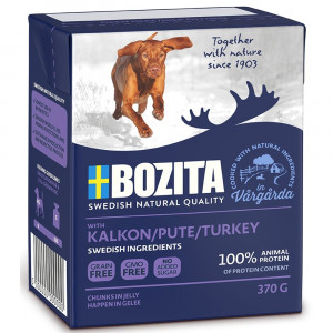 BOZITA Masové kousky s krůtou v želé – vlhké krmivo pro psa – 370g