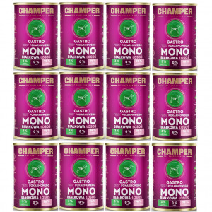 CHAMPER Gastro monoproteinový losos – mokré krmivo pro psa – 12×400 g