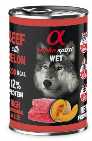 ALPHA SPIRIT WET Oksekød med melon - vådfoder til hunde - 400g