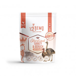 BEMO Cat Sterilised Turkey & Ostrich - suché krmivo pro kočky - 500g