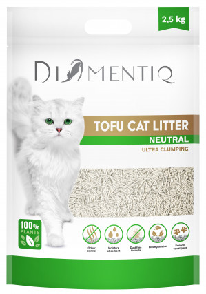 DIAMENTIQ Tofu Neutral Ultra clumping - rostlinné stelivo - 2,5 kg