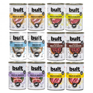 BULT MIX příchutí – mokré krmivo pro psy – 12×400 g