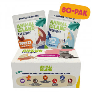 ANIMAL ISLAND Turkey / White fish Fillets in broth - mokré krmivo pro kočky - 80x85g