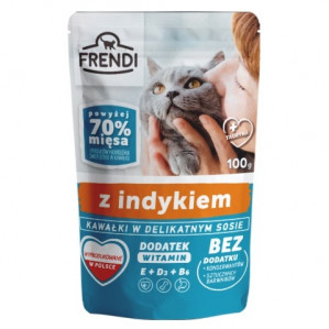 FRENDI Kousky v krůtí omáčce - mokré krmivo pro kočky - 100 g 