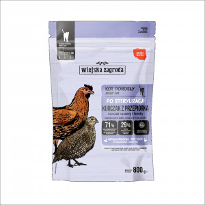  WIEJSKA ZAGRODA Sterilised Chicken with quail - suché krmivo pro kočky - 800g