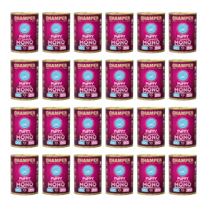 CHAMPER Puppy monoproteinový losos – mokré krmivo pro štěně – 24×400 g