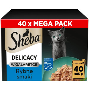SHEBA Delicacy Rybí příchutě v želé – mokré krmivo pro kočky – 40×85g