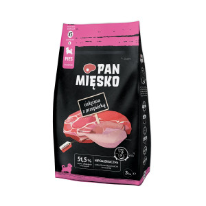 PAN MIĘSKO Veal with quail XS (puppy) - suché krmivo pro psy - 3kg