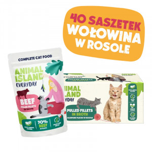 ANIMAL ISLAND Beef in broth - mokré krmivo pro kočky - 40x85g