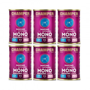 CHAMPER Immuno monoproteinový losos – mokré krmivo pro psa – 6×400 g