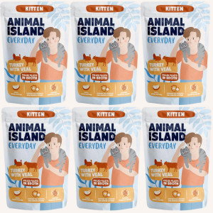 ANIMAL ISLAND Everyday Kitten Turkey with veal in broth - mokré krmivo pro kočky - 6x85g