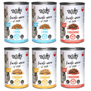 Tuf Tuf masové kousky MIX příchutí - vlhké krmivo pro kočky - 6x415g