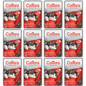 CALIBRA Cat Premium Adult Chicken & Beef - mokré krmivo pro kočky - 12x100g
