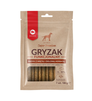 MACED Turkey snack with mint and green tea - žvýkačka pro psy - 100g