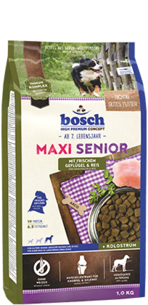 Bosch Hundefutter Maxi Senior Geflügel, 1er Pack (1 x 12.5 kg) 12,5 kg Drůbež, Rýže