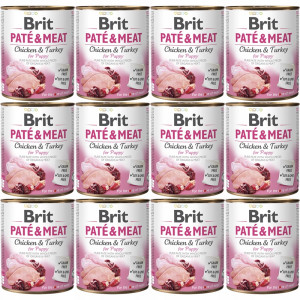 BRIT Paté & Meat Puppy Chicken - mokré krmivo pro psy - 12x800g
