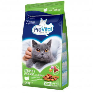 PREVITAL Sterile Turkey - suché krmivo pro kočky - 1,4kg