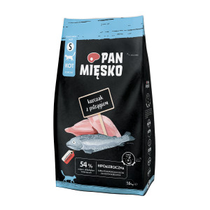 PAN MIĘSKO Chicken with trout S - suché krmivo pro kočky - 1,6kg