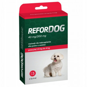 REFORDOG 40mg/200mg (1,5-4kg) – kapky proti parazitům pro psa – 3x0,4ml