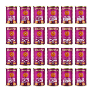 CHAMPER Coat & Skin monoproteinový krůtí – mokré krmivo pro psa – 24×400 g