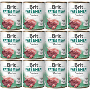 BRIT Paté & Meat Venison - vlhké krmivo pro psy - 12x800g