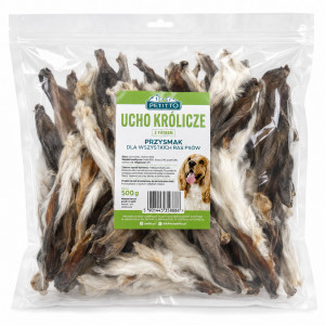 PETITTO Rabbit ear with fur Mono - pamlsek pro psa - 500g