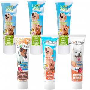 LOVIDOG Pasta MIX příchutí – pamlsek pro psa – 6x90g