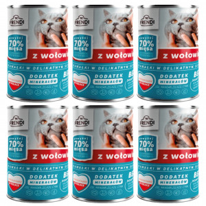 FRENDI s hovězím masem kousky v jemné omáčce – mokré krmivo pro kočky – 6x400g