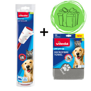 VILEDA Pet Pro Váleček na odstraňování srsti, vlasů a drobných nečistot + ZDARMA! Ručník z mikrovlákna Vileda PET PRO M 70x45 cm