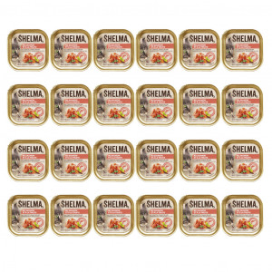 SHELMA Salmon and trout pate - mokré krmivo pro kočky - 24x100g