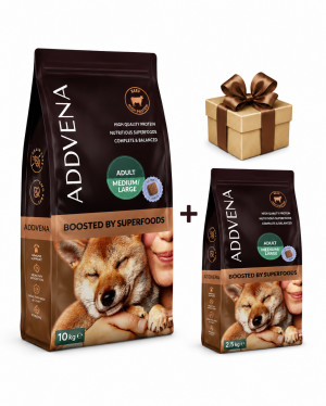 ADDVENA Boosted by superfoods Adult Small Beef – suché krmivo pro psy – 10 kg + 2,5 kg ZDARMA!