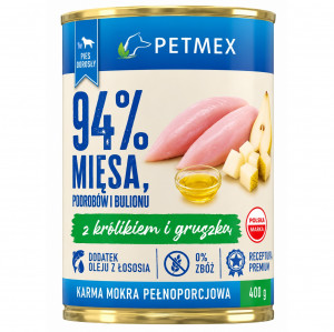 PETMEX with rabbit and pear - vlhké krmivo pro psy - 400g