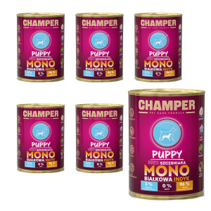 CHAMPER Puppy monoproteinový krůtí – mokré krmivo pro štěně – 6×400 g