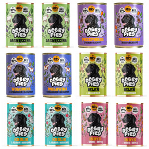DOBRÝ PES Mix příchutí – mokré krmivo pro psy – 12×400 g