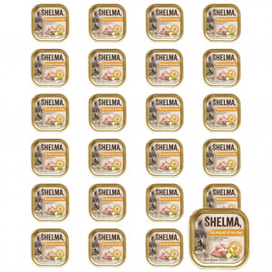 SHELMA Chicken and liver pate - mokré krmivo pro kočky - 24x100g