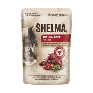 SHELMA Rich in beef in sauce - mokré krmivo pro kočky - 85g