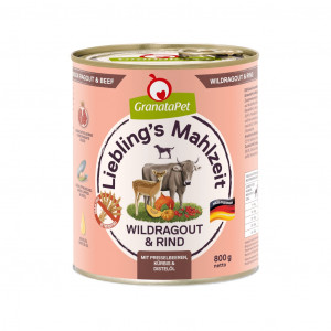 GRANATAPET Liebling's Mahlzeit Vension ragout and beef - vlhké krmivo pro psy - 800g
